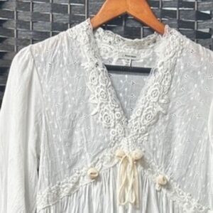 J. Peterman white Lacey full nightgown XS small maxi length 100% cotton vintage